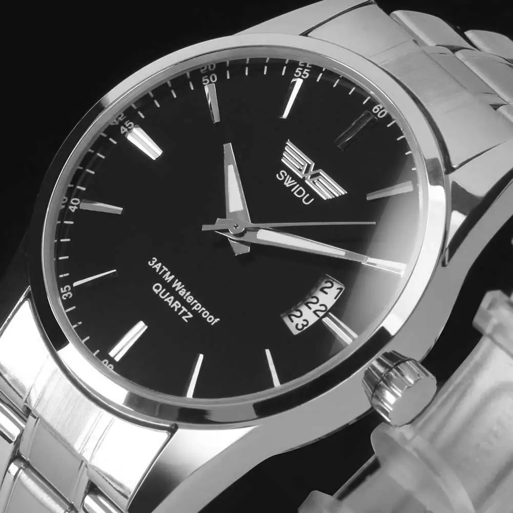 

Stainless Steel Watch Band Date Analog Quartz Sport Wrist Watch Leather Bracelets Unique Designer Dress Quzta Wristwatches