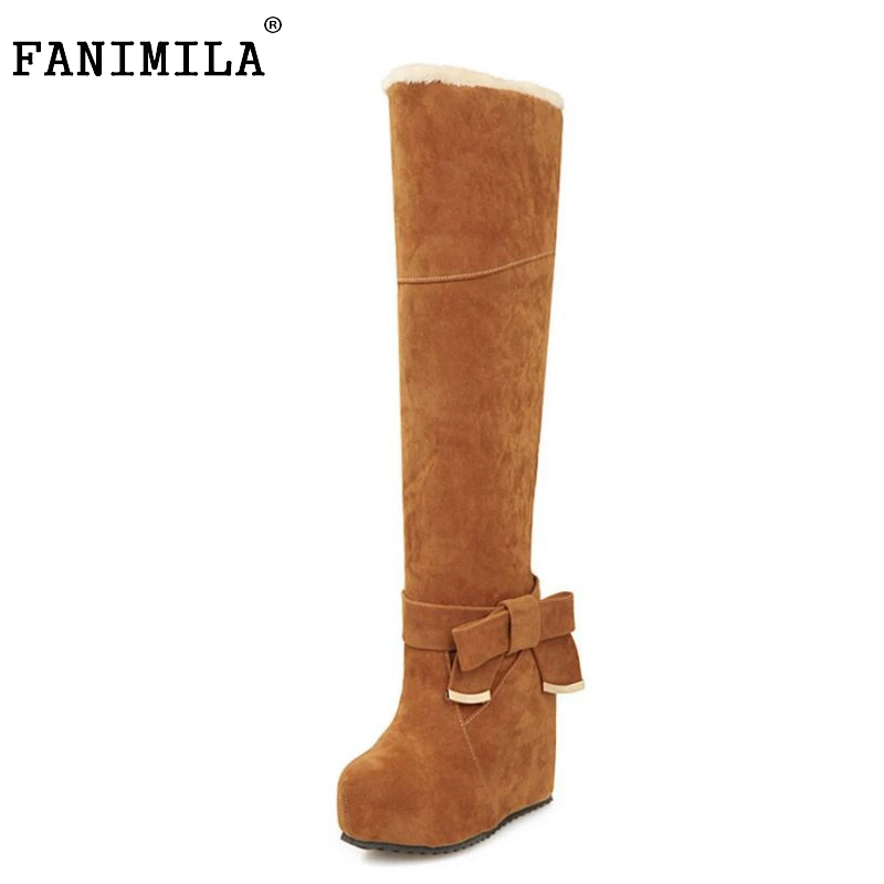 

FANIMILA ladies platform over knee boots women martin snow boot warm winter botas masculina footwear heels shoes size 31-43