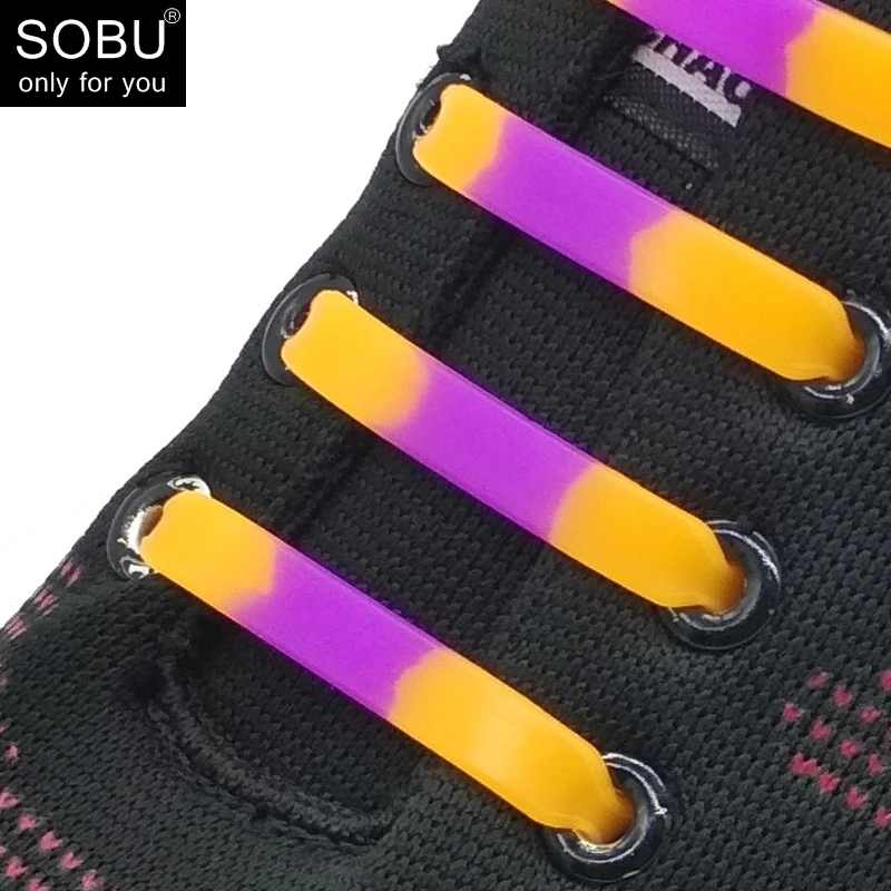 

1pack no tie ealstic silicone shoelaces lazy colorful mixcolor shoe laces N022