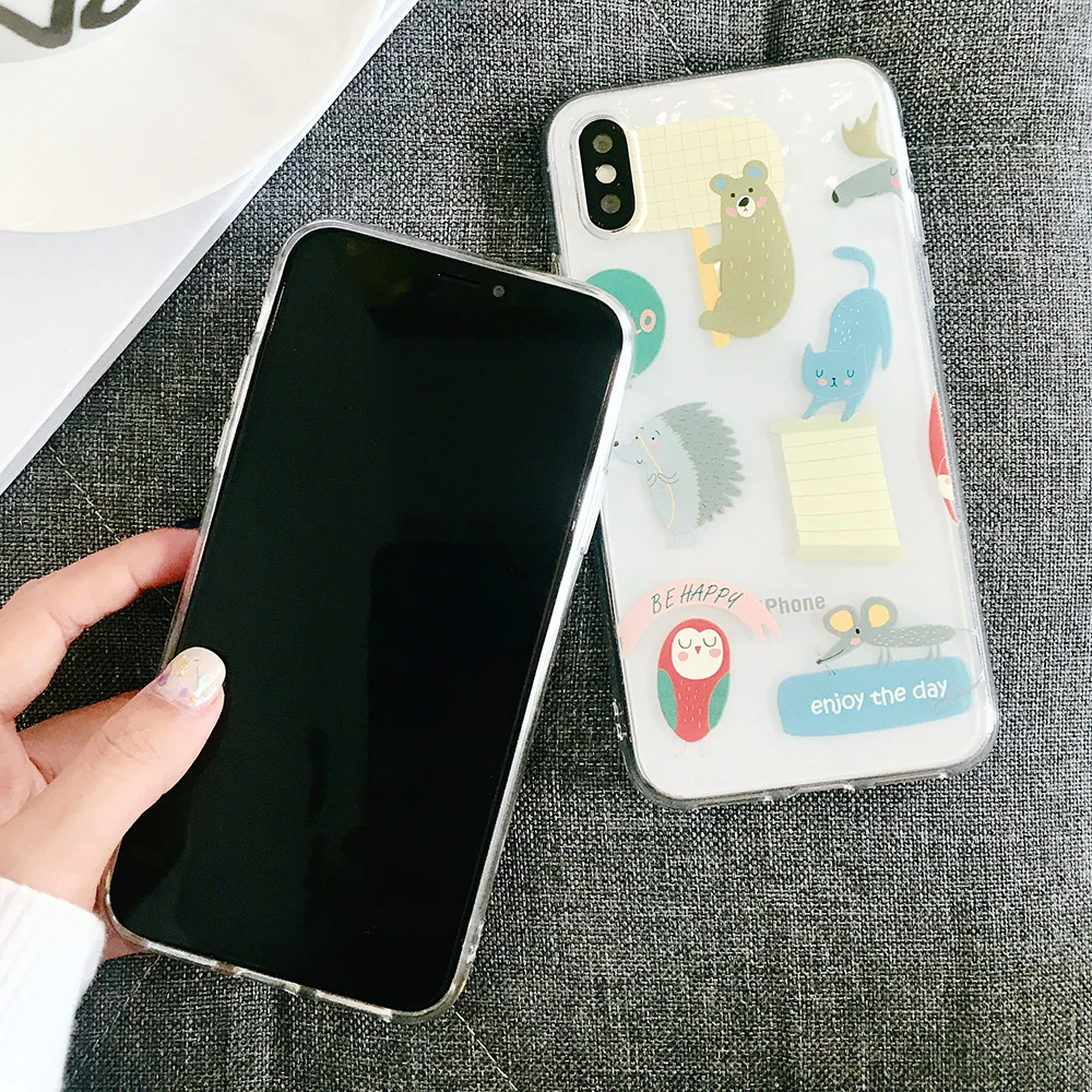 KIPX1072C_4_JONSNOW Transparent Soft Case For iPhone 6S 7 8 Plus Cute Funny Dinosaur Pattern Phone Cover For iPhone XS XR XS Max Capa Coque Fundas