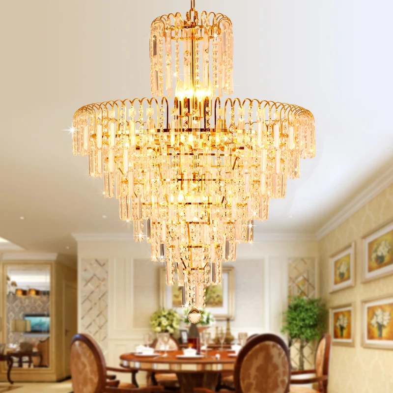 

Crystal Chandelier Lighting Fixture LED Gold Chandeliers American Modern Droplight Shop Hotel Lobby Hall Villa Home Indoor Lamp