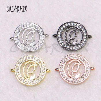 

20 Pcs Circles shape charms zircon crystal stone Charms for bracelet making Double hoop jewelry charms mix color jewelry 5359