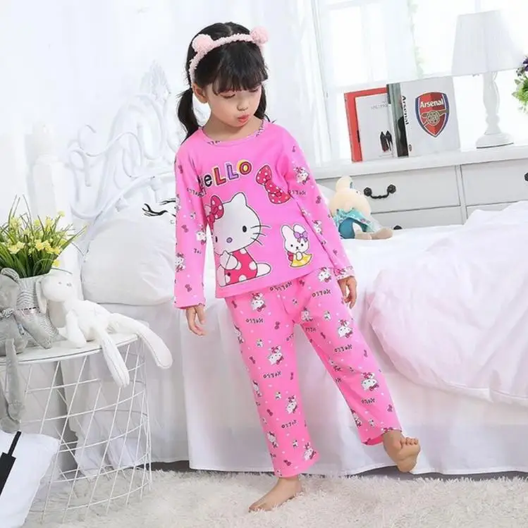 

Kids long Sleeve Cartoon home clothes Girl sleepwear Suit Lovely Child Garment baby Homewear Children Pajamas set