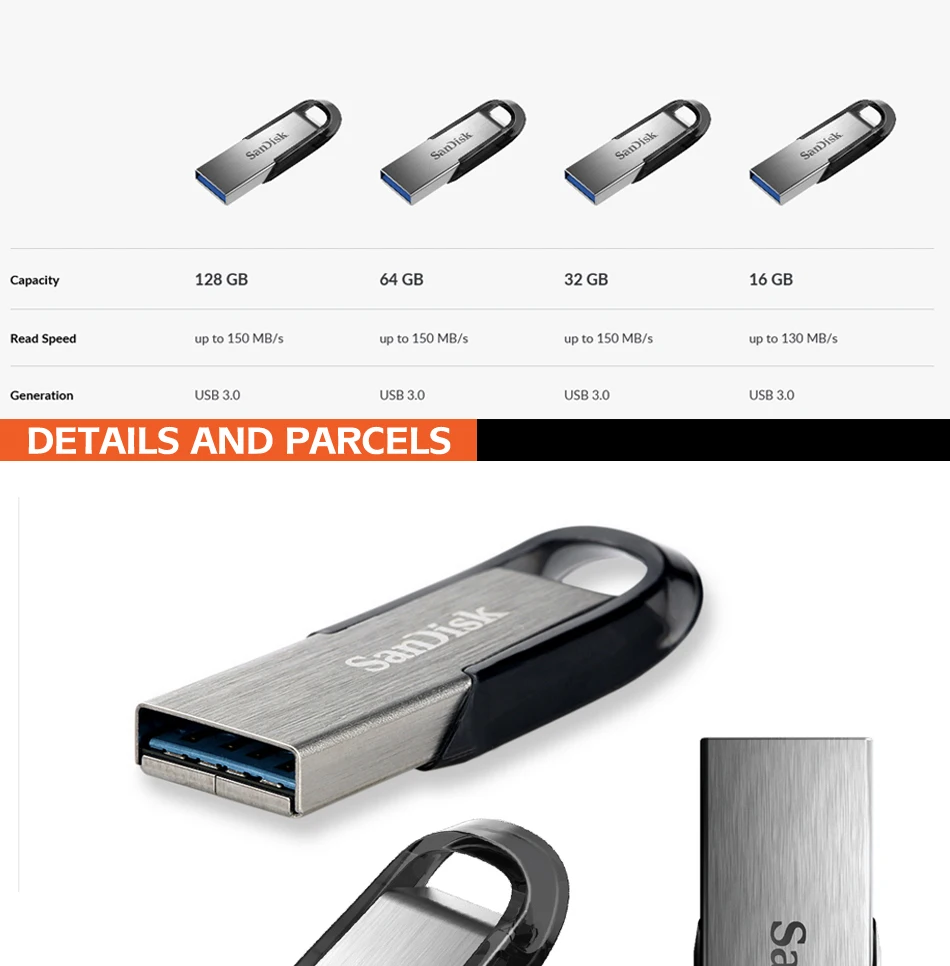 USB флеш-накопитель SanDisk CZ73, 16 ГБ, 32 ГБ, 64 ГБ, USB 3,0, металлическое шифрование, флеш-накопитель 128 ГБ, 256 ГБ, карта памяти, запоминающее устройство, u-диск