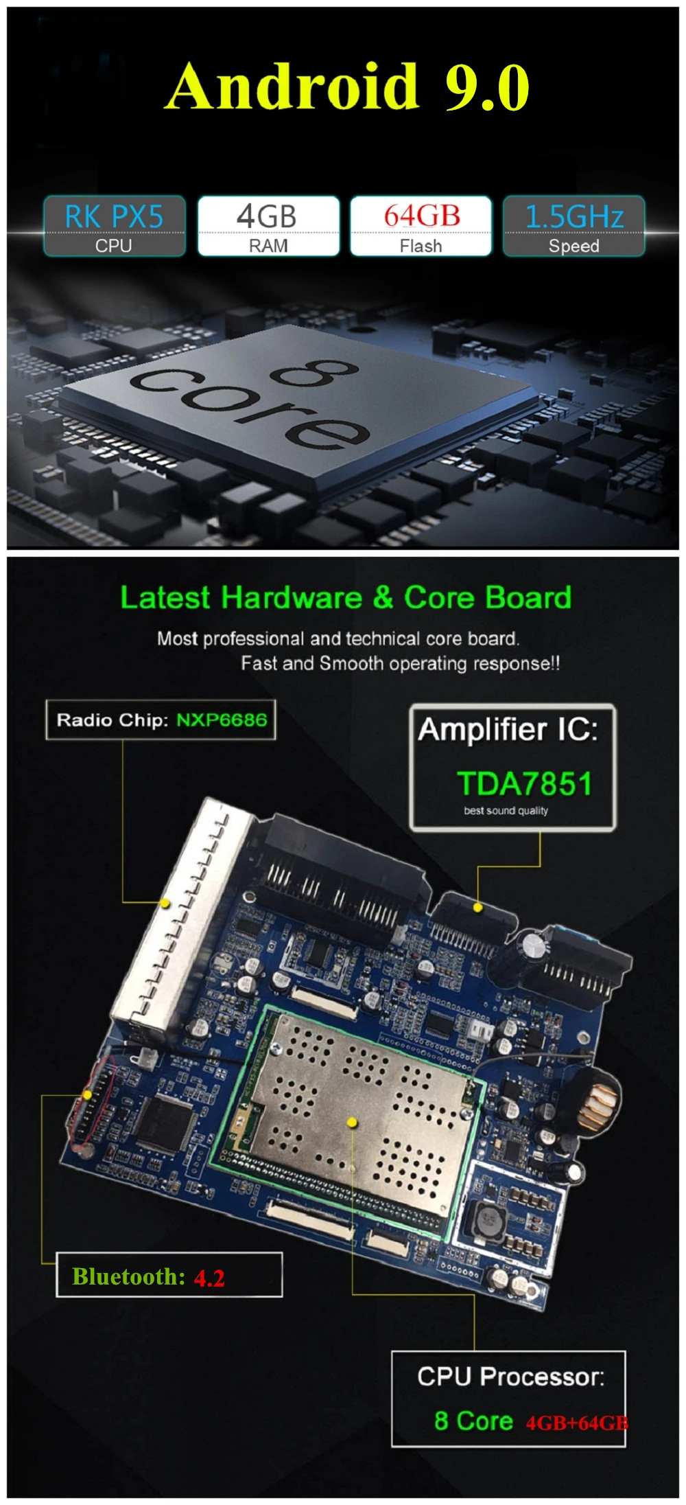 Flash Deal dsp 4gb+64gb Android 9.0 Car Audio DVD Player for Hyundai IX45 Santa Fe 2018 Car Stereo Radio GPS Bluetooth 4.2 WIFI USB DVR 1