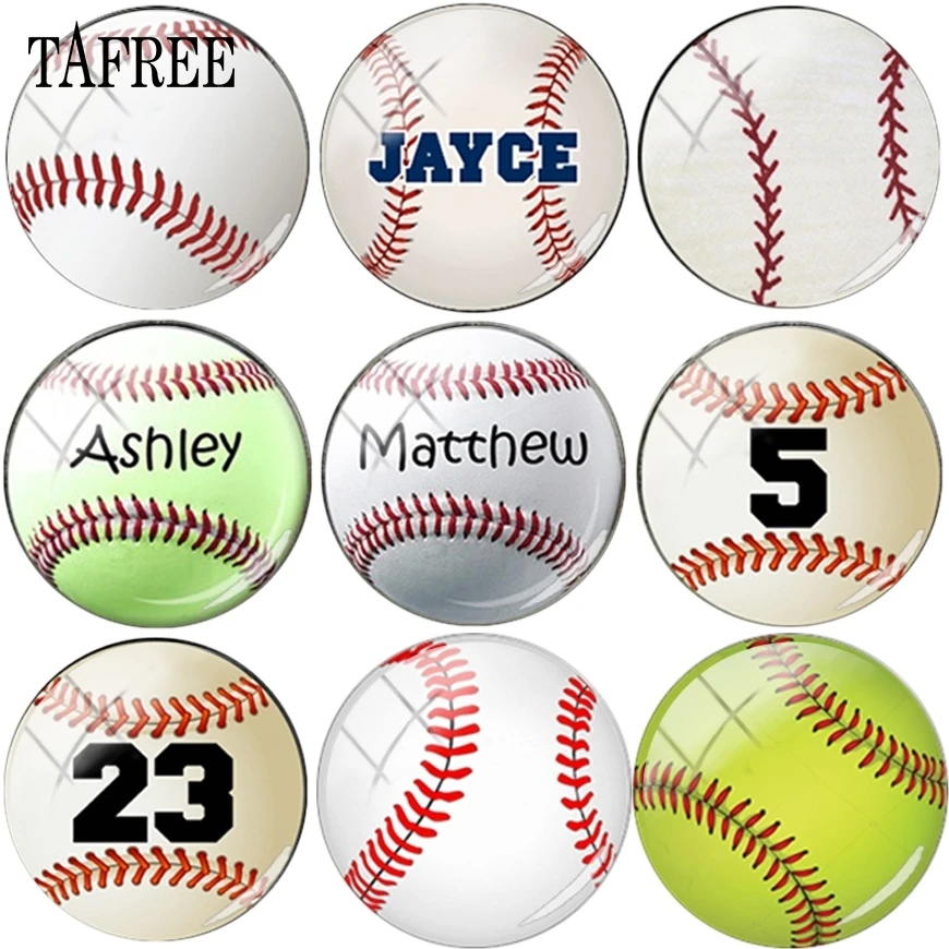 #*Cheap TAFREE Baseball Ball Sports Art Pictures Glass Cabochon Dome Base Cover Pendant Beads 12mm 20mm Soccer Football DIY