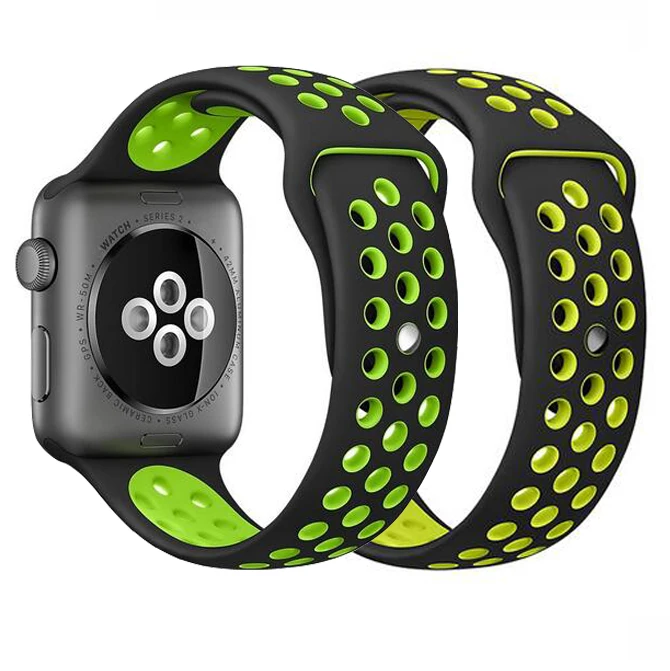 40 мм 44 серия 4 двойной цветной Силикон Спортивный ремешок для Apple Watch 38 42 браслет