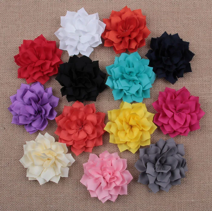 

10PCS 13 Colors Artificial Double-Layer Lotus Flowers For Baby Hair Accessories Winter Fabric Flowers For DIY Headbands