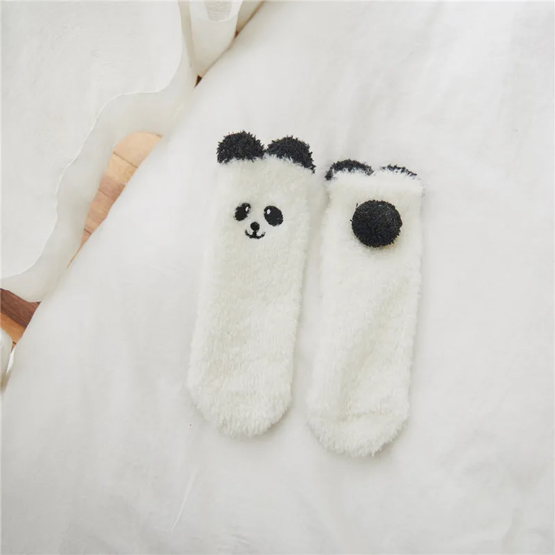 1 предмет, плотные милые зимние носки для сна с героями мультфильмов для девочек и женщин пушистые теплые зимние носки для детей и родителей подарок, мягкие домашние носки - Цвет: Белый
