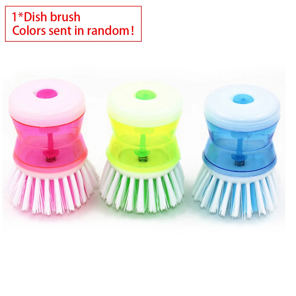 

Lightweight Dish Brush Washing Up Liquid Addible Easy Press Clean Brush Hydraulic Pot Clean Kitchen Utensil With Soap Dispenser