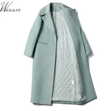 Однокнопочное пальто для женщин Повседневное шерстяное пальто однотонная женская одежда зимнее тонкое длинное шерстяное пальто elegante женская верхняя одежда больших размеров