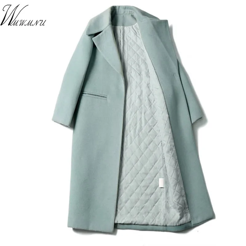 

Single Button Coat for Women Casual Wool Coat Solid Women Clothes Winter Slim long Wool Jacket elegante Female Plus Size Outwear