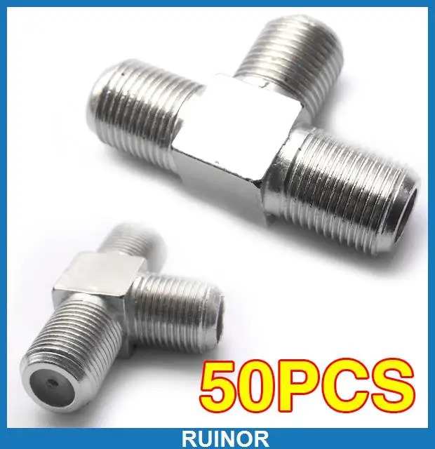 

50x F to 2 F Female 3 Way Jack Adapter for TV Matv CCTV
