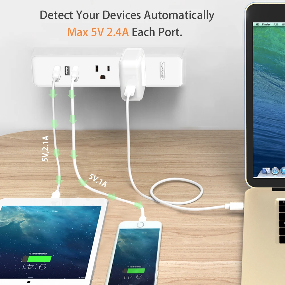 NTONPOWER US 2-розетка Настенная Розетка Противопожарные с 3 USB Порт Зарядки 15 Вт Общая для Путешествий, отель, Гостиная