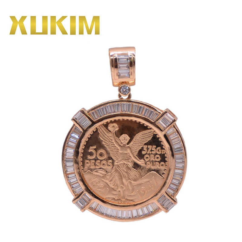 

KCP02 Xukim Fashion Jewelry Mexican 50 Pesos Coin Bezel Pendant Custom Coin Pendant