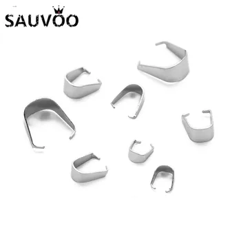 

200pcs/lot Surgical Stainless Steel Pinch Pendant Bails 3X7mm 4x9mm 5x10mm 6x13mm Pinch Slider Snap on Bail Connector Findings