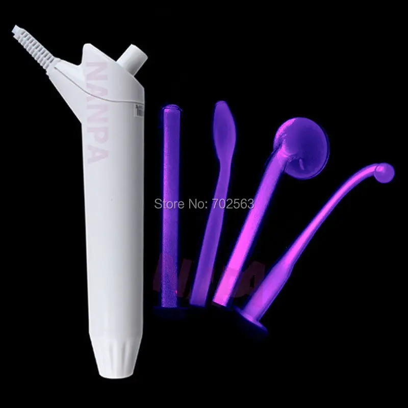 Máquina de Alta Frequência com 4 Peças Violeta Laranja Eletrodos Anti-envelhecimento Acne Cuidados Beleza Facial Ray 4 Máquina de alta frequência com 4 peças