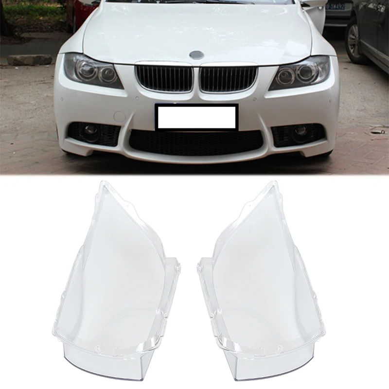2pcs Car Front Headlight Headlamp Clear Lens Replacement Cover For BMW E90 2004 2007in Car