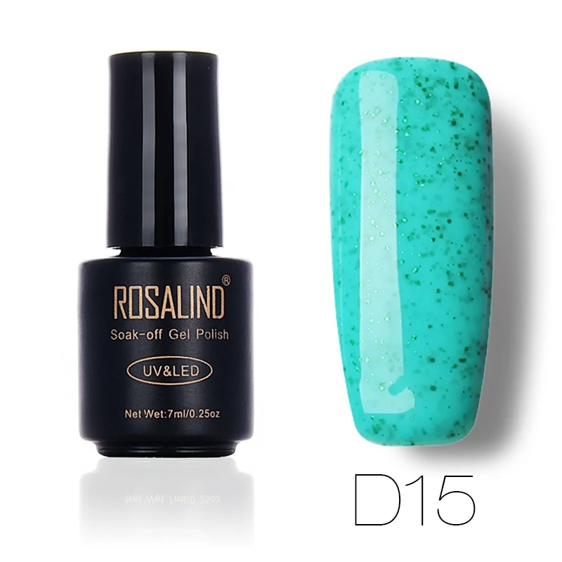 Гель ROSALIND 1 S 7 мл, Гель-лак для ногтей ярких цветов, верхнее Базовое покрытие, необходимое для замачивания ногтей, Полупостоянный лак для ногтей - Цвет: D15
