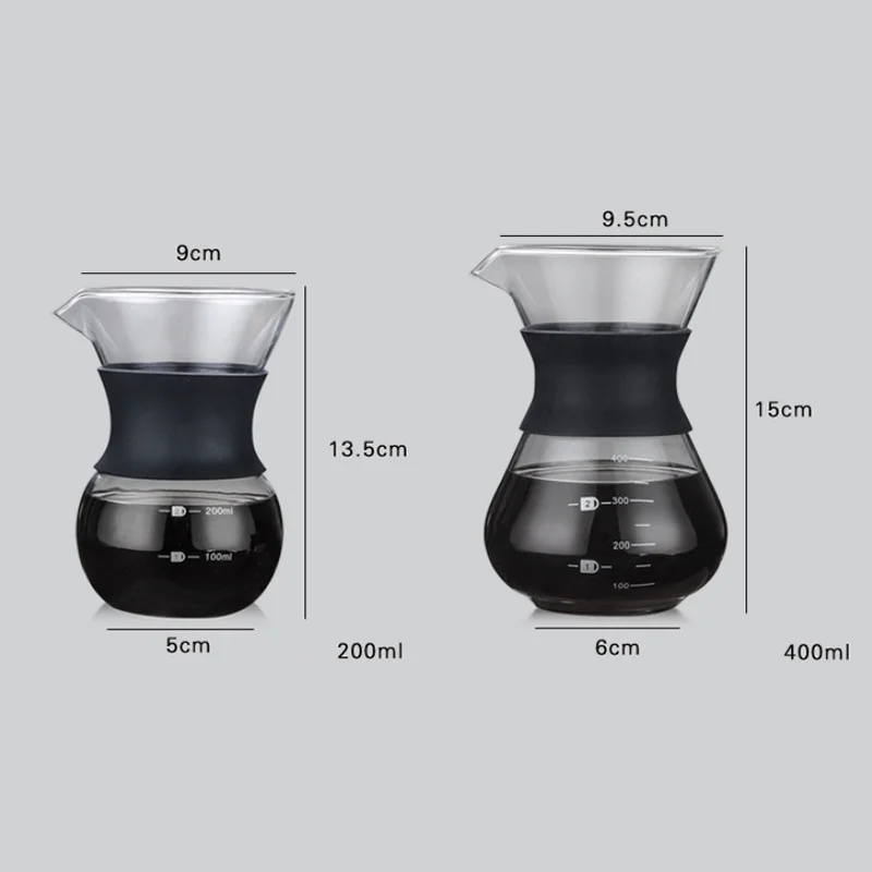 Стеклянный ручной кофе высокого из боросиликатного стекла термостойкий стеклянный кофейник из нержавеющей стали чайник с фильтром 200 мл 400 мл