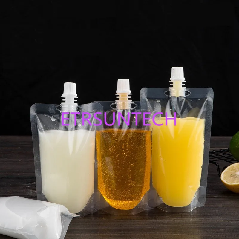 300 шт/партия стоячий пластиковый упаковочный пакет для напитков носик ...
