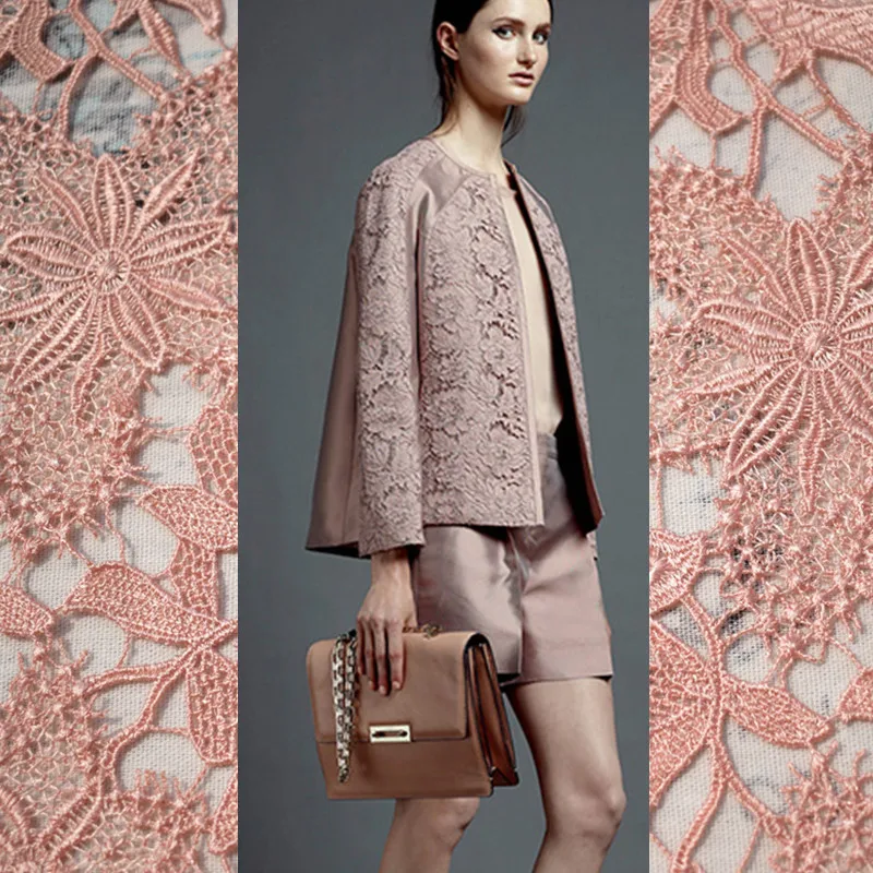 Кленовый лист выдолбленный трехмерная вышивка Водорастворимая кружевная ткань для платья tissu tecido tissus au метр Дешевые DIY