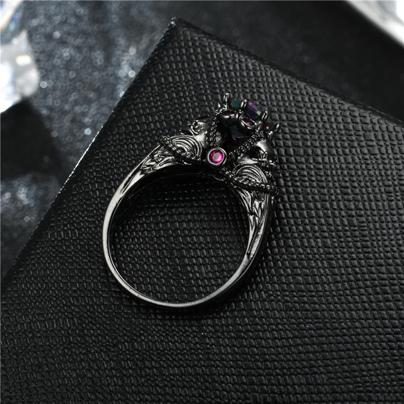 Панк Череп CZ серебряное кольцо для женщин ювелирные изделия Свадьба подарок на день Святого Валентина