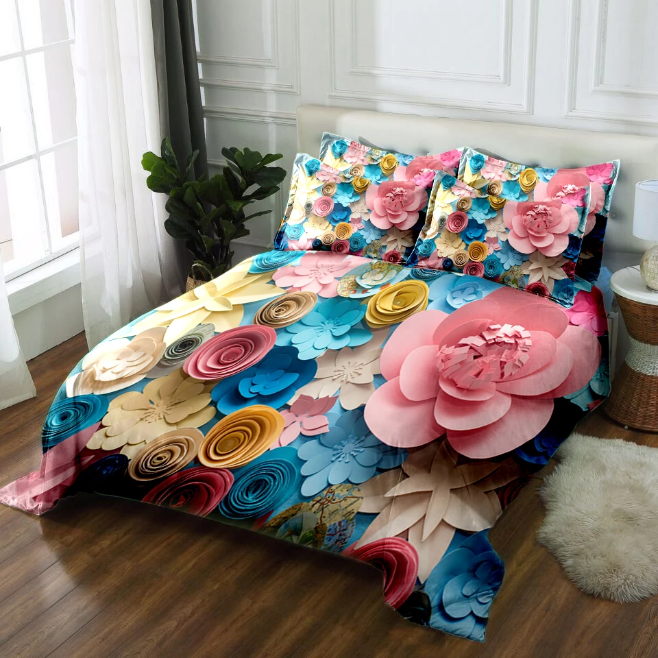 Hot Sale Fashion Flowers 3d Printed Polyester Bedding Set Queen King Size Duvet Cover Set Bed Sheet Set Twin Full Decorate Bedding Sets Aliexpress