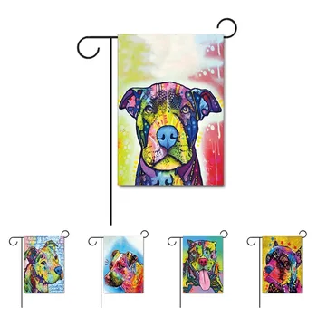 

Fashion Dog Home Decorative Mini Garden Flag Design With Pitbull Animal Large House Flag 100% Polyester Yard Banner Double Sides