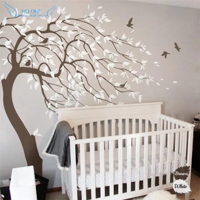 Huge White Tree Wall Sticker Nursery Decals Baby Huge White Tree Wall Sticker Nursery Decals Baby Bedroom Art