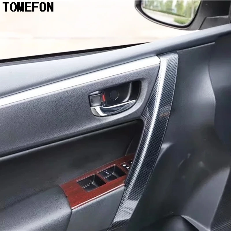 

TOMEFON Carbon Fiber Style Front Rear Inner Door Side Armrest Handle Cover Overlay Trim Sticker For Toyota Corolla 2014 to 2018