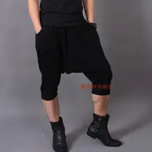 Мужская одежда хип-хоп брюки с низкой посадкой штаны-шаровары свободные длиной до икры брюки Плюс Размер Парикмахер певица костюмы Горячая
