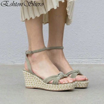 

EshtonShero Women Sandals Wedges Shoes For Women Butterfly-Knot High Heels Platform Sandalias Mujer 2019 Ladies Shoe Size 3-8