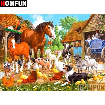 

HOMFUN Full Square/Round Drill 5D DIY Diamond Painting "Horse dog" Embroidery Cross Stitch 5D Home Decor A14244