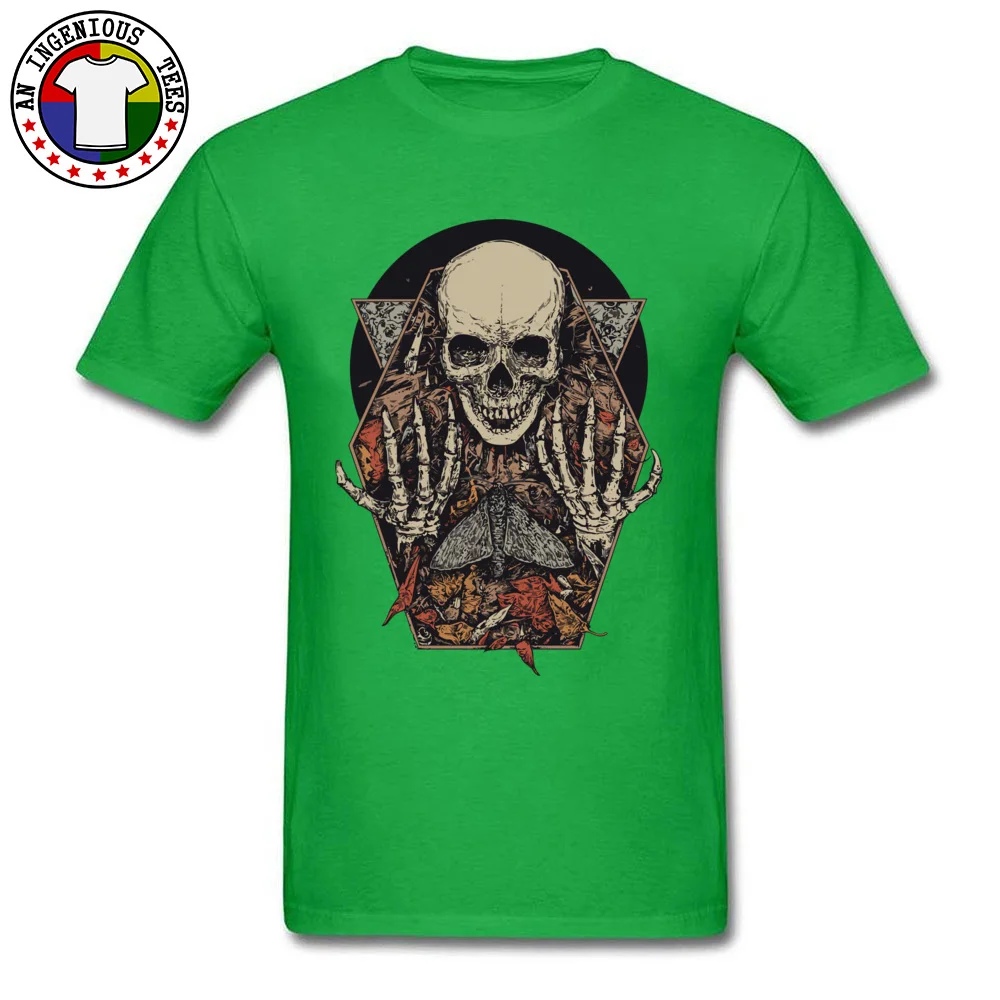Group Skeleton Skull O Neck T-shirts Summer/Autumn T Shirt Short Sleeve for Men Funny Pure Cotton Street T-Shirt Skeleton Skull green