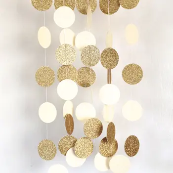 

Gold Sparkles and Ivory Wedding Garland, Paper Garland, Bridal Shower, Baby Shower, Birthday Party, Photo Prop, Paper Bunting
