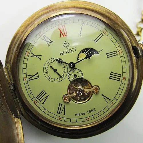 Антикварные карманные часы с двойным покрытием и турбийоном