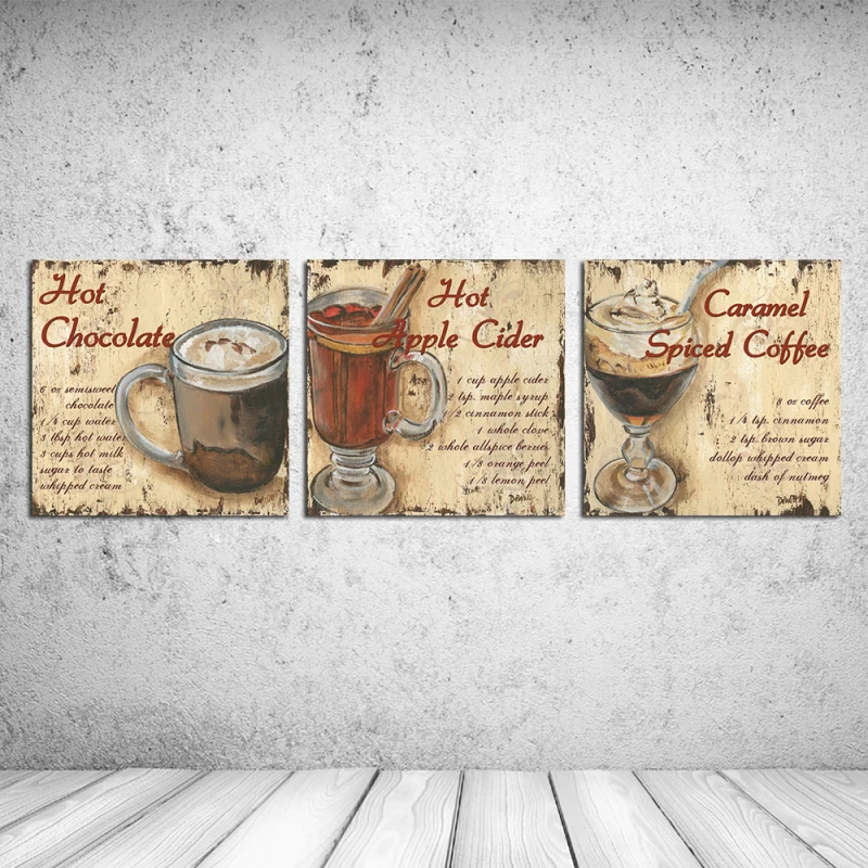 Direct Ing Oil Painting On Canvas 3pcs About Hot Chocolate Direct Ing Oil Painting On Canvas