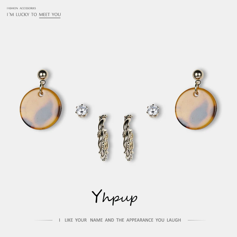 

Yhppup New Fashion Jewelry Acetic Acid Acetate Earrings Bling CZ Copper Chic Boho Charm Stud Earring for Female Accessories Gift