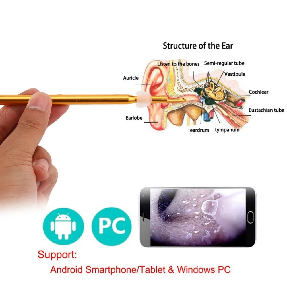 3 в 1 инструмент для чистки ушей цифровой отоскоп ушной ложки микро& тип-c& USB осмотр ушной эндоскоп камера для Android PC Горячая