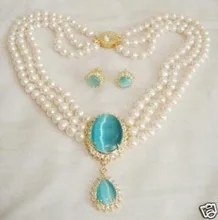 

Natural Amazing white opal pearl necklace pendant earrings set word mujer for women 925 fine quality jewelry nature fresh