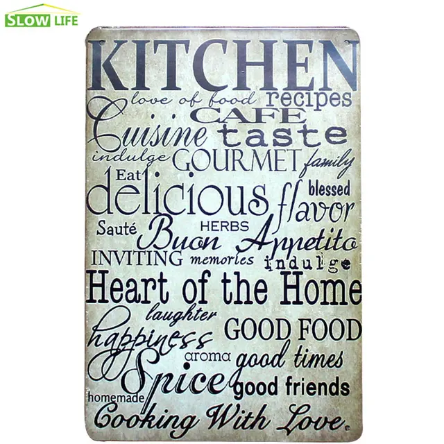 Utensilios de cocina Metal signo de estaño Hotel/Decoración de pared