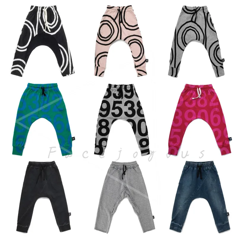 

Kids Trousers Boys Light Numbered Circle Star Baggy Pants For Girls Diagonal Denim Boys Sports Pants Aged 1-11Y