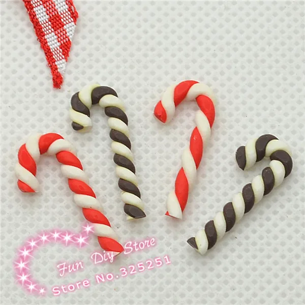 polymer clay Christmas candy cane for decoration 9*22mm 50pcs/lot in