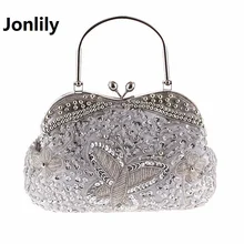 Jonlily Для женщин Вечеринка Сумки Роскошные Бусины клатч ручной работы Винтаж элегантный телефон кошелек Банкетный Свадебное платье Сумки li-299