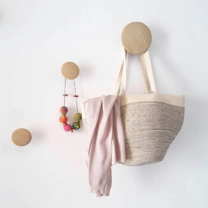 

New Clothes Hanger Coat Wood Rack Garden Round mushroom hook Wall hanger wooden Coat hooks Pretty Home Decoration Wall storage