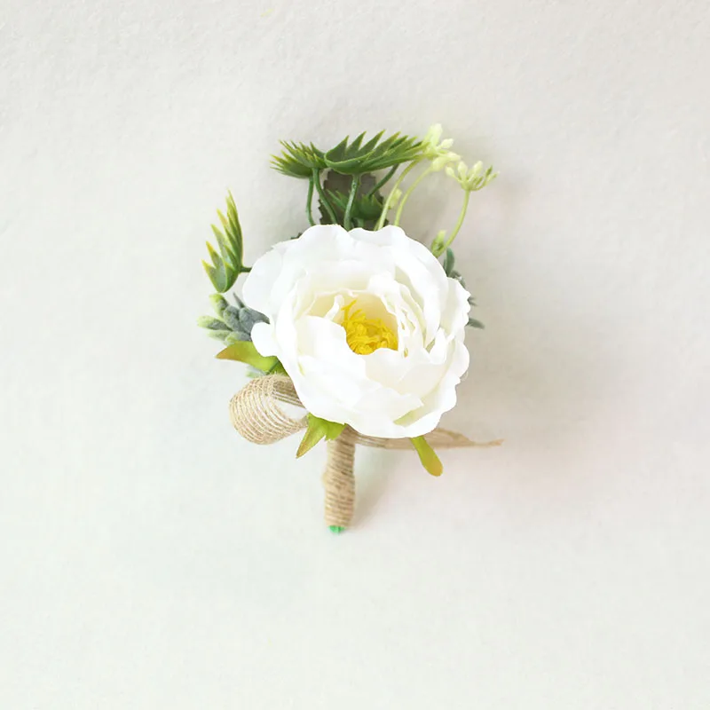 boutonniere prom wedding groom flower marriage corsages white pink roses  (16)