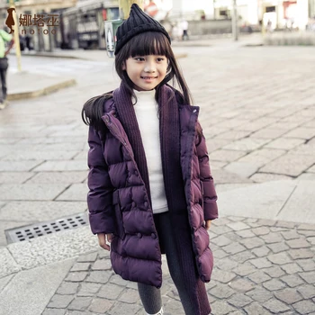 

Korean Children Season 2017 Girls Long Winter Cotton Padded Jacket Cotton Padded Down Fashion Coat