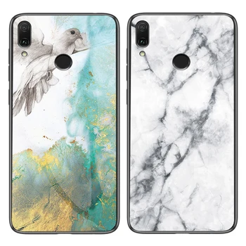 

30pcs/lot For Xiaomi Redmi Note 7 Redmi 7 Marble Grain Tempered Glass Hard Soft Side Case For Xiaomi Redmi 6 6A