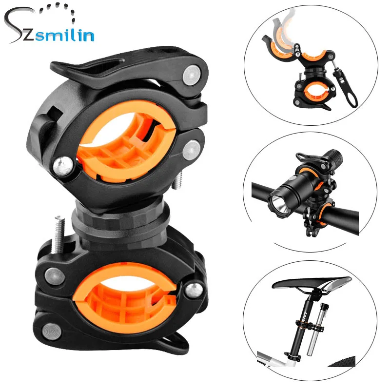 SZSMILIN 360 degree rotation quick release double sided clamp bicycle uv flashlight holders for bike round speaker phone stand